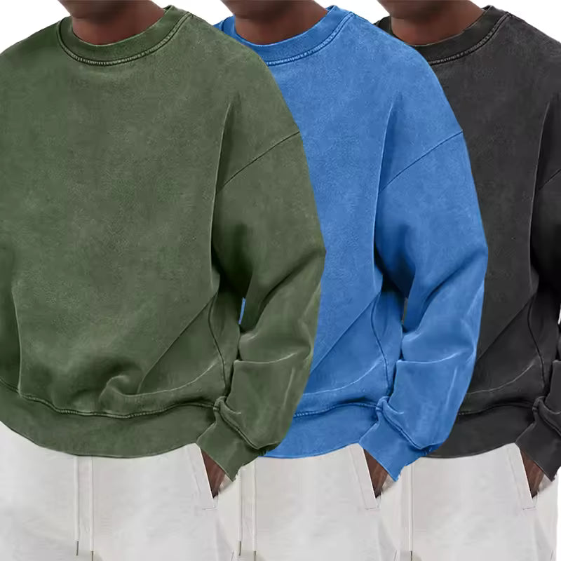 Oversized Washed Crewneck Pullover