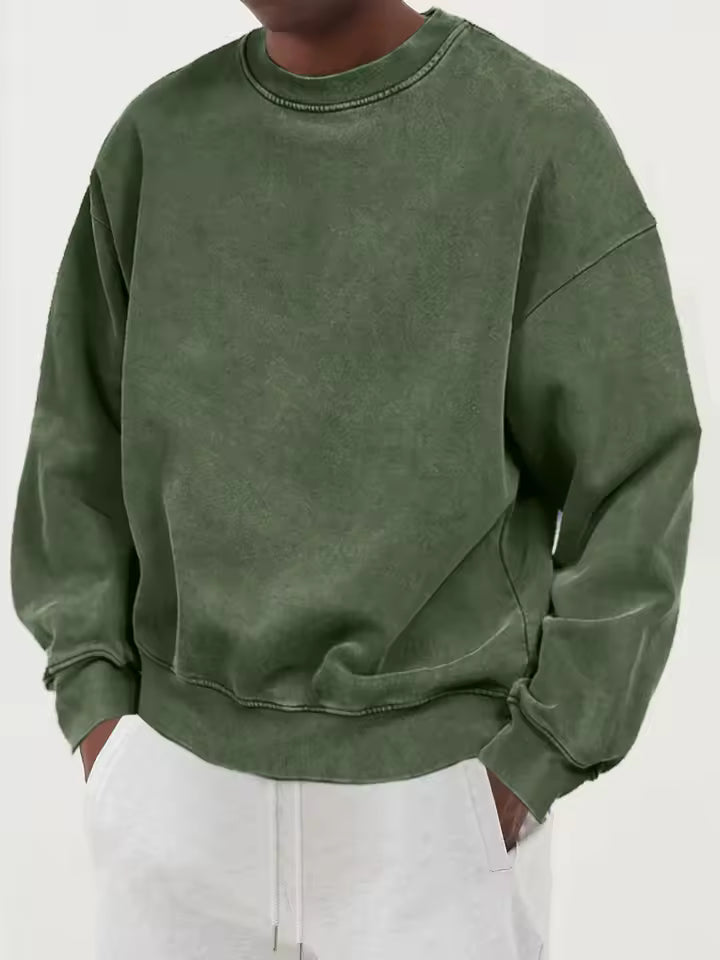 Oversized Washed Crewneck Pullover
